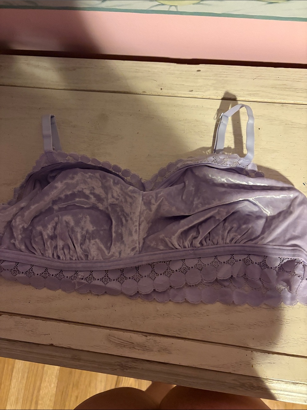 aerie Lavender Velvet Lace Bralette XXL